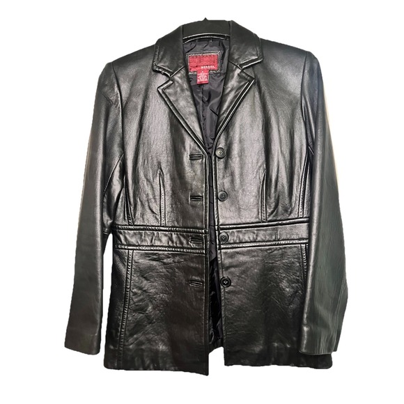 Merona Genuine Soft Leather Jacket Women's Black Button Lined Pockets S - Picture 1 of 9